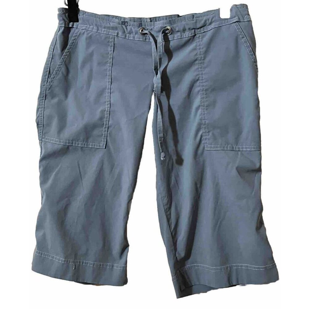 Prana Women's Size Small Stone Blue Lightweight Drawstring Yoga Shorts 29" x 13"